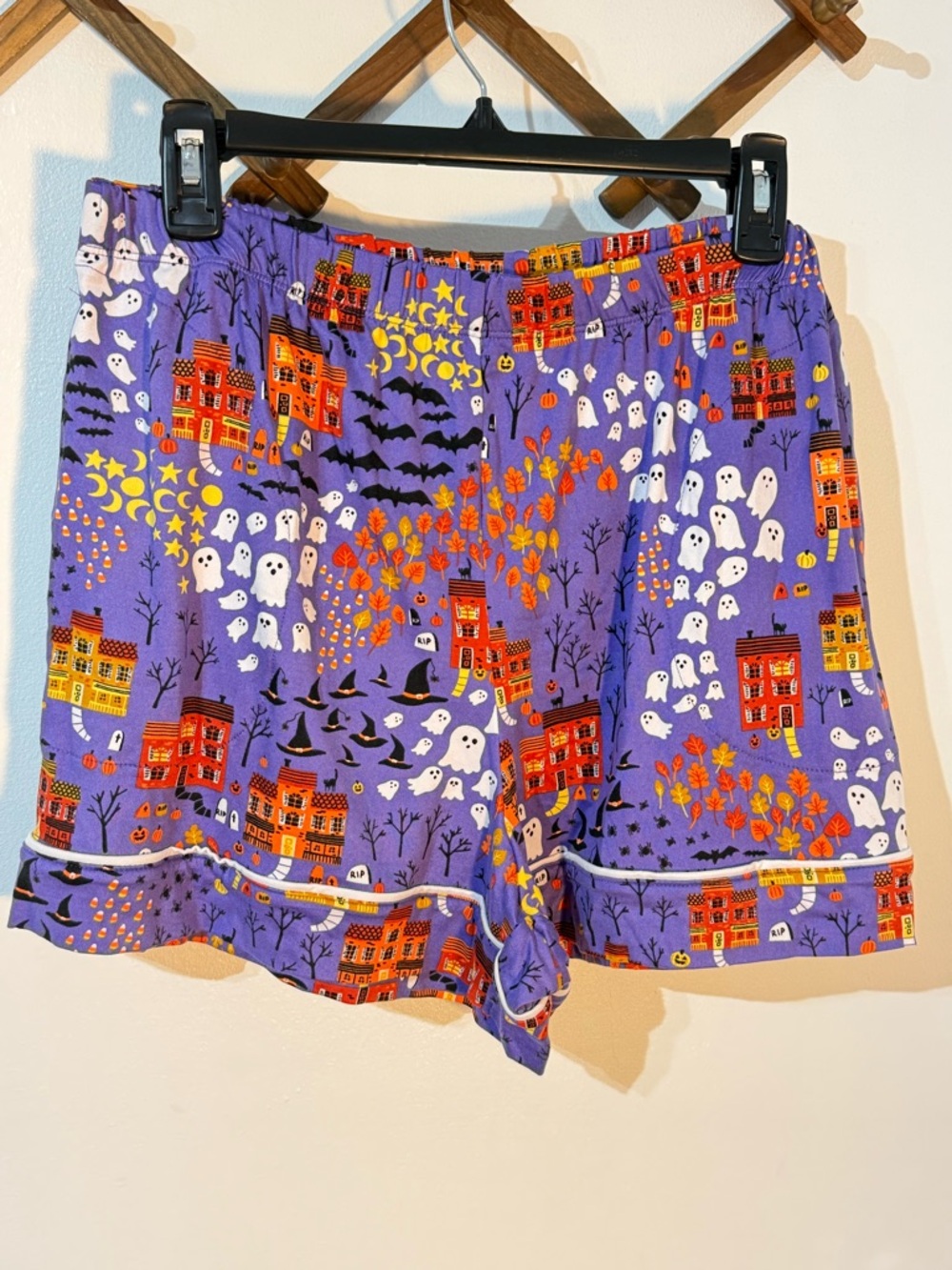 Beauty Sleep Social Halloween Cozy Long Sleeve Notch Pajama Top & Boxers Set NWT - Picture 4 of 5